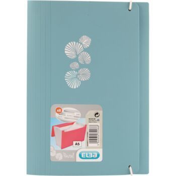 TRIEUR DOCUMENT PASTEL A5 08 COMPARTIMENTS EXTENSIBLE POLYPROPILINE OPAQUE BLEU GRIS "ELBA" REF: 400091661