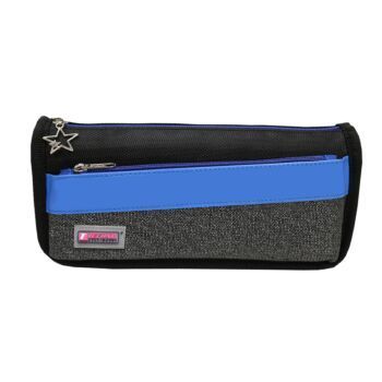 TROUSSE ECOLIER AVEC 2 COMPARTIMENTS NOIR ET BLEU "TECHNO" REF: 6512