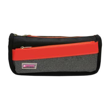 TROUSSE ECOLIER AVEC 2 COMPARTIMENTS NOIR ET ROUGE "TECHNO" REF: 6512