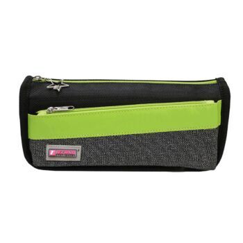 TROUSSE ECOLIER AVEC 2 COMPARTIMENTS NOIR ET VERT "TECHNO" REF: 6512