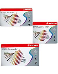 CRAYON DE COULEUR AQUARELLABLE AQUACOLOR BOITE EN METAL "STABILO"
